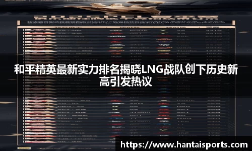 和平精英最新实力排名揭晓LNG战队创下历史新高引发热议